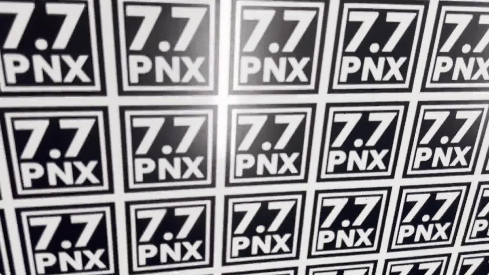 Sheet of black-and-white 7.7 PNX station stickers